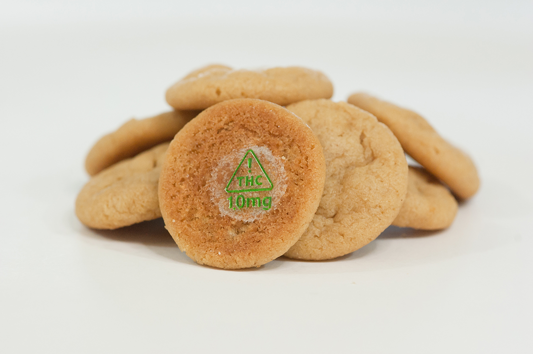 Cookies marked with green ! thc triangle symbol with 10mg below it