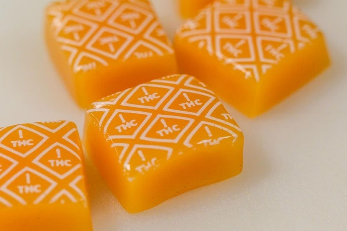 caramels with white thc symbols