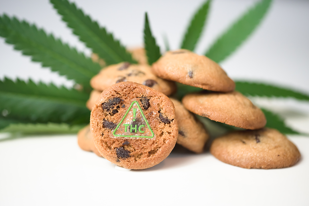 Nevada THC symbol target on cookies with cannabis leaves