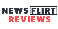 the words "News Flirt Reviews" in black and red with a black box around "flirt"