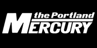 A black box with words in white saying "The Portland Mercury"