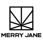 a black and white square logo with the words "MERRY JANE"