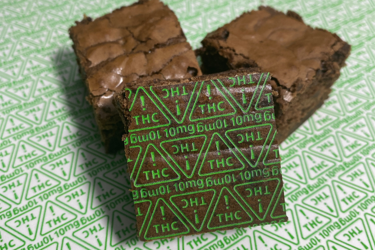 infused brownie edible marked with green 10mg nevada THC symbols